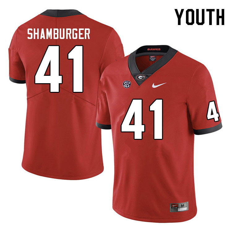 Youth #41 Denton Shamburger Georgia Bulldogs College Football Jerseys Sale-Red - Click Image to Close